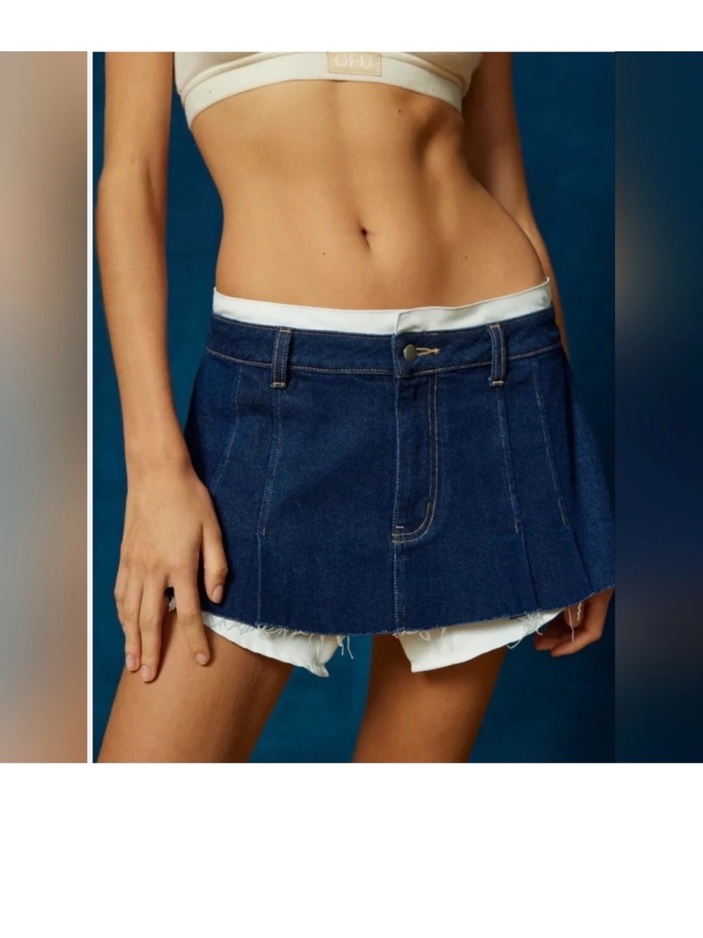 BDG Urban Outfitters Denim Mini Skirt with White Layered Hem